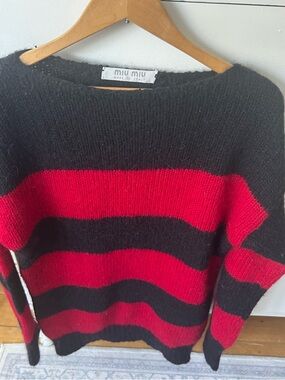 Beautiful Authentic Miu Miu Black & Red Striped Jumper